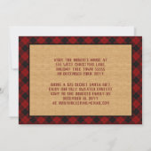 クリスマスパーティーヴィンテージレッドトラックツリープレイドチェック 招待状 (裏面)