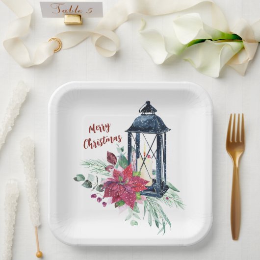 クリスマスパーティーヴィンテージ灯 ペーパープレート (ウェディング)