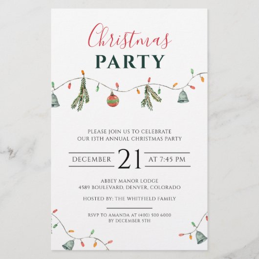 クリスマスパーティー事業所有者招待状 便箋 (正面)