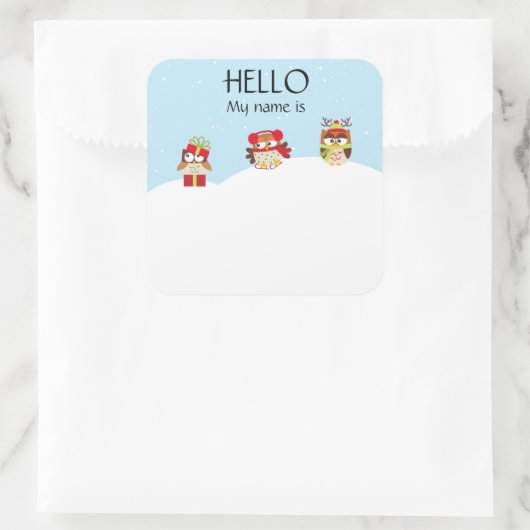 クリスマスパーティー休日の名前タグバッジフール スクエアシール (バッグ)