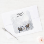 クリスマスパーティー休暇名タグバッジジョースノー スクエアシール (封筒)