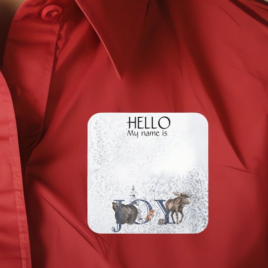 クリスマスパーティー休暇名タグバッジジョースノー スクエアシール