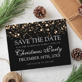 クリスマスパーティー保存日付金ゴールドミッドナイトグラム 案内ポストカード