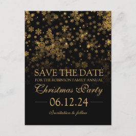 クリスマスパーティー保存日付金ゴールド輝き 案内ポストカード