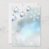 クリスマスパーティー冬の雪の結晶ブルーシルバー 招待状 (裏面)