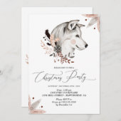 クリスマスパーティー冬ハスキー犬招待状 招待状 (正面/裏面)