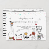 クリスマスパーティー動物招待状 (正面/裏面)