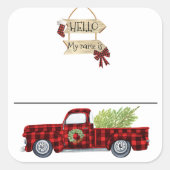 クリスマスパーティー名タグバッジプレイドトラック スクエアシール (正面)