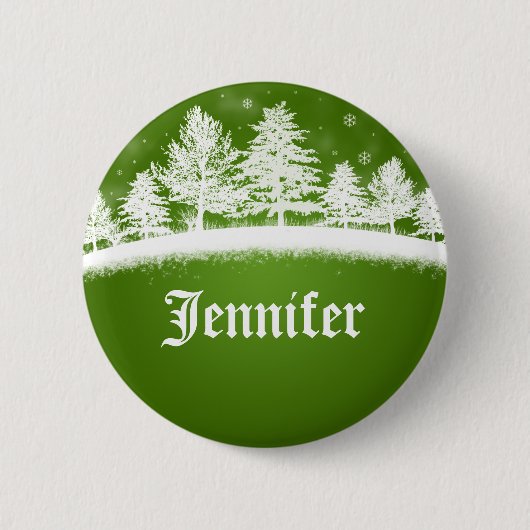 クリスマスパーティー名タグ緑 缶バッジ (正面)