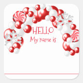 クリスマスパーティー名バッジラベルバルーン スクエアシール (正面)