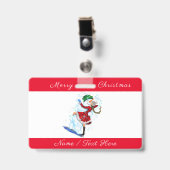 クリスマスパーティー名バッジ雪だるまとガールダンス バッジ (正面 （クリップ付）)