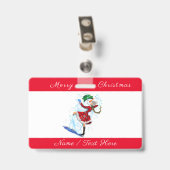 クリスマスパーティー名バッジ雪だるまとガールダンス バッジ (裏面 （クリップ付）)