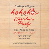 クリスマスパーティー呼び出しAll You Ho Hos アクリル招待状 (正面)