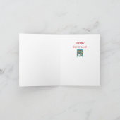 クリスマスパーティー帽の可愛い雪カラフル少女 カード (内部)