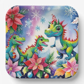 クリスマスパーティー恐竜 ペーパープレート (正面)