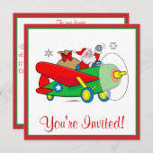 クリスマスパーティー招待状とサンタの贈り物 招待状 (正面/裏面)