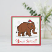 クリスマスパーティー招待状ウーリーマンモスインサンタハット 招待状 (スタンド正面)