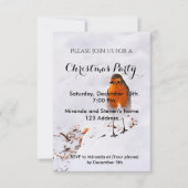 クリスマスパーティー招待状カードかわいいロビン雪 招待状 (正面)