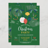 クリスマスパーティー招待状グリーンフェスティバルパーティーバウブル 招待状 (正面/裏面)