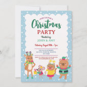 クリスマスパーティー招待状テディベアトインデア 招待状 (正面)