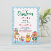 クリスマスパーティー招待状テディベアトインデア 招待状 (スタンド正面)