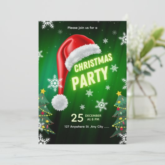 クリスマスパーティー招待状テンプレート 招待状 (スタンド正面)