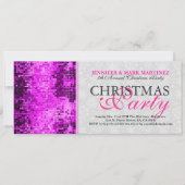 クリスマスパーティー招待状ピンクディスコグリッター 招待状 (正面)