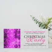 クリスマスパーティー招待状ピンクディスコグリッター 招待状 (スタンド正面)