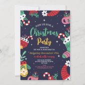 クリスマスパーティー招待状フェスティバルパーティーツリーギフト 招待状 (正面)