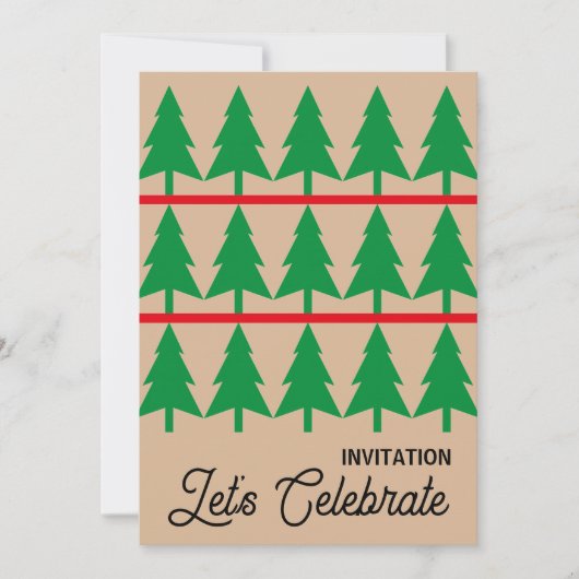 クリスマスパーティー招待状ミニマリストスカンジィスタイル 招待状 (正面)