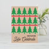 クリスマスパーティー招待状ミニマリストスカンジィスタイル 招待状 (スタンド正面)