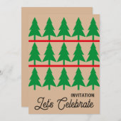 クリスマスパーティー招待状ミニマリストスカンジィスタイル 招待状 (正面/裏面)