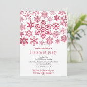 クリスマスパーティー招待状雪片レッド 招待状 (スタンド正面)