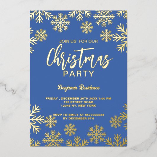 クリスマスパーティー招待状5" x 7"フォイル招待状 箔招待状 (正面)