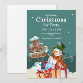 クリスマスパーティー招待状、クリスマスイブのディナー 招待状 (正面/裏面)