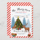 クリスマスパーティー招待状（トナカイ） 招待状 (正面/裏面)