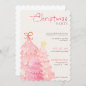 クリスマスパーティー招待状、ピンクの chic 招待状 (正面/裏面)