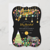 クリスマスパーティー招待状 フォーク フラワー ラマ 招待状 (正面)