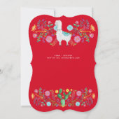 クリスマスパーティー招待状 フォーク フラワー ラマ 招待状 (裏面)