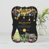 クリスマスパーティー招待状 フォーク フラワー ラマ 招待状 (スタンド正面)