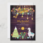 クリスマスパーティー招待状 フォーク フラワー ラマ 招待状 (正面)