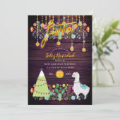 クリスマスパーティー招待状 フォーク フラワー ラマ 招待状 (スタンド正面)