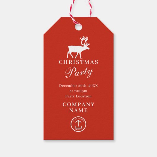クリスマスパーティー招待状 企業 ビジネス ロゴ ギフトタグ (正面)