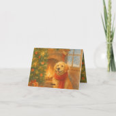 クリスマスパーティー招待状・居心地の良いドッグシーン サンキューカード (裏面)