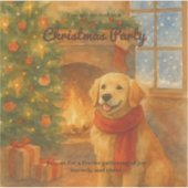 クリスマスパーティー招待状・居心地の良いドッグシーン シール (正面)