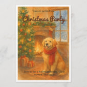 クリスマスパーティー招待状・居心地の良いドッグシーン メニュー (正面)