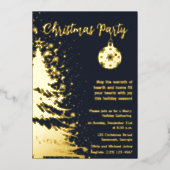 クリスマスパーティー招待状 深い青と金 箔シーズンカード (正面)