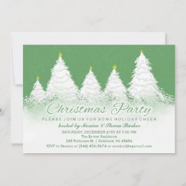 クリスマスパーティー招待状 – 緑と白い木 招待状