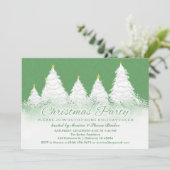 クリスマスパーティー招待状 – 緑と白い木 招待状 (スタンド正面)