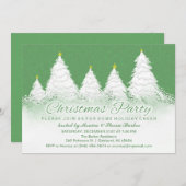 クリスマスパーティー招待状 – 緑と白い木 招待状 (正面/裏面)